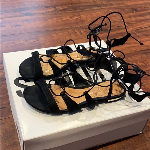 Schutz Erlina gladiator sandals in black side SZ 6 - Picture 3 of 5